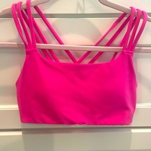 Hot pink sports bra hardly worn. Like new. Athleta size small.